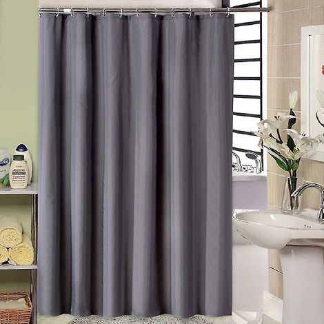 Rideau de douche gris imperméable 200x200 cm, facile à nettoyer et anti-moisissure (1/3)
