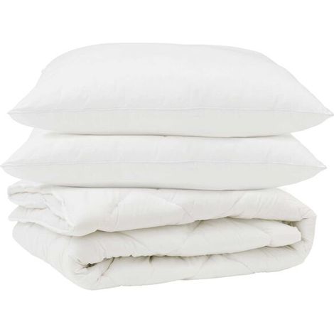 Ensemble couette et oreiller en duvet, ensemble 3 pièces, microfibre blanche. (1/5)