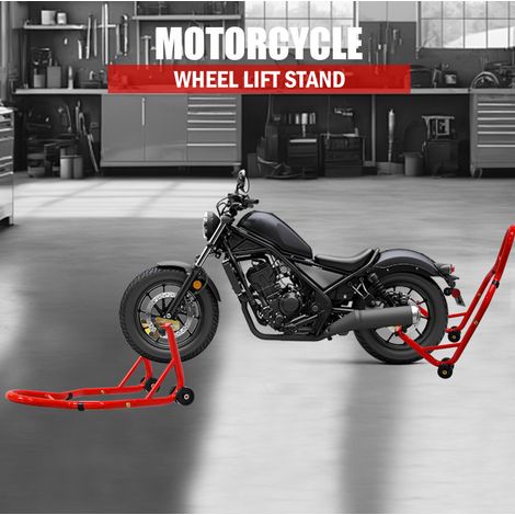 Caballete moto delantero/trasero 50,5x50,5x12 cm acero rojo ajustable - MEUBLIV (1/5)