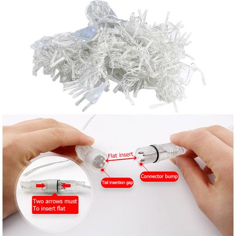 Guirlande lumineuse LED en forme de stalactite, guirlande lumineuse rideau, guirlande décorative cascade pour Noël et mariage, 4 mètres de long, 120 LED, norme européenne, 220 V. (1/5)