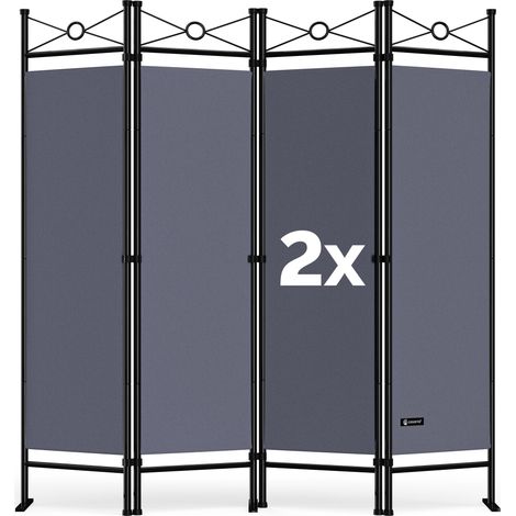 Deuba Set de 2 biombos LUCCA juego de separadores de espacio ajustables Gris tela lavable pared divisora interior exterior (1/5)
