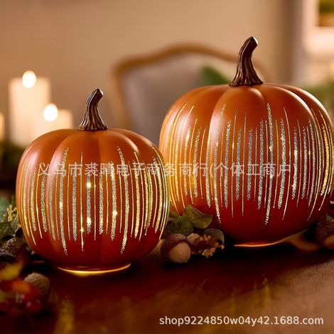 New Twinkle Light Pumpkins Sparkling Pumpkin Home Decor - Large Size 480 - Orange Pumpkin