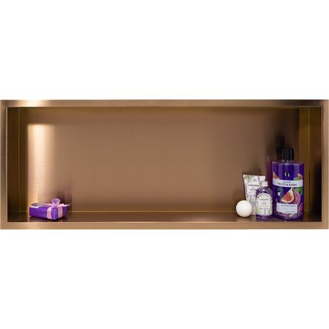 BALNEO - niche murale 90x30x7 cm cuivrée en acier inoxydable WALL-BOX - étagère de salle de bain