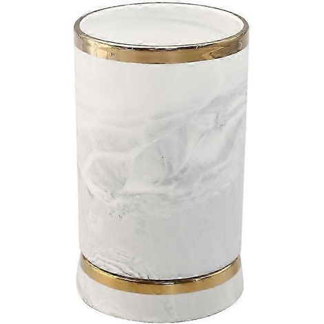 Porte-ustensiles/plateau à couverts : Plateau à couverts en céramique blanche avec bordure dorée, plateau à couverts moderne et luxueux à motif marbre, porte-couverts résistant avec la lettre D (1/5)
