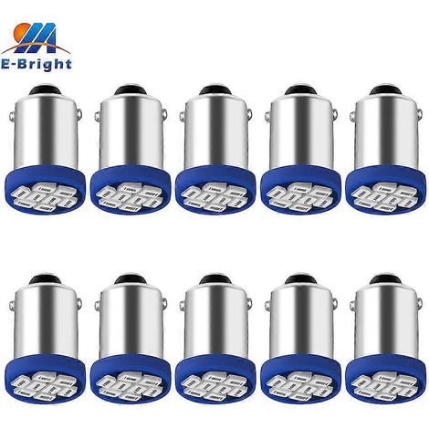 Ampoules LED BA9S 12V 24V 6.3V 6V pour éclairage de voiture (T4W T11), éclairage de plaque d'immatriculation (1895 1891 64111, 755 44 47 1893, lot de 10).Blue