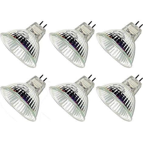 MR16 12V 50W halogène (lot de 6), douille bi-pin, haute luminosité, réflecteur de précision pour fibre optique, verre de protection (1/5)