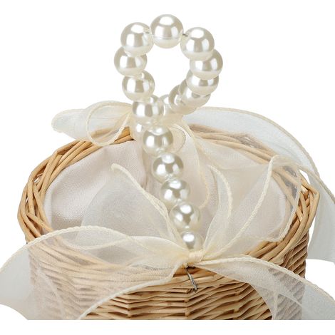 Panier de Mariage Vintage en Toile avec Nœud Papillon Portable pour Cérémonie et Coussin d'Alliance (1/5)