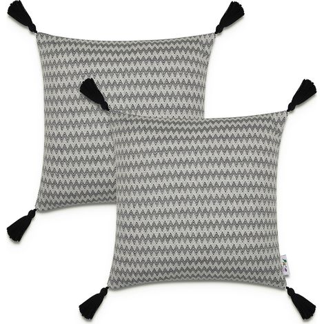 Paco Home Kissenbezug Deko Kissenhülle Kissenbezüge Skandi Muster 2er Set Sofa Zierkissen Schwarz - Weiß, Single
