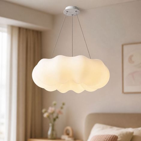Plafonnier LED Citrouille Nuage Style Crème, Acrylique, Dimmable avec Télécommande, Ø60cm, Lumière Douce pour Chambre (1/4)