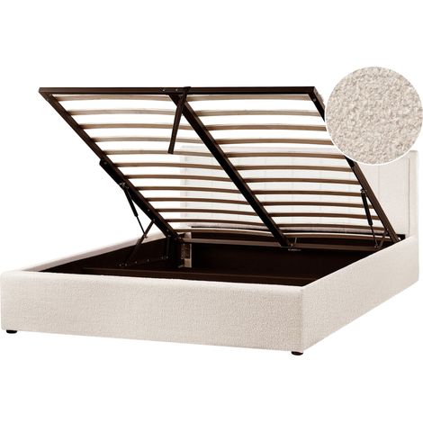Ottoman Bed Boucle MONTLAUR 160 x 200 cm (EU King Size) Beige