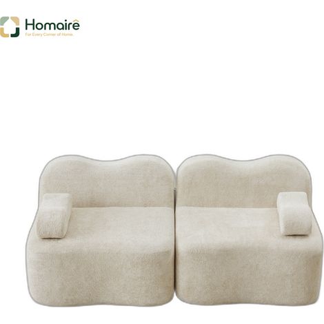 Sofa mit Modulen aus Samt beige mit Armlehnen en Polyester 192 x 98 x 70 cm HOMAIRE (1/5)
