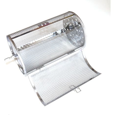 Panier de four rotatif à 360 degrés en acier inoxydable,cages de four, four à tambour de 18 cm, rôtissoire pour barbecue, accessoires de cuisson pour rôtisserie aux cacahuètes séchées (1/5)
