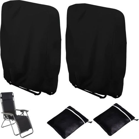 Ecleanfy - 2pcs Housse de Protection pour Chaise Longue Pliante, Coupe-Vent Anti-UV Imperméable Housses, avec Sac de Transport (Noir) (1/5)