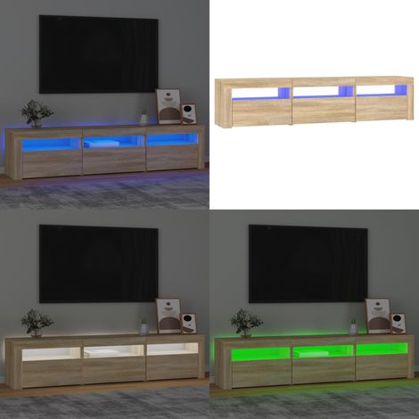 Meuble TV avec lumières LED Chêne sonoma 180x35x40 cm - Meubles Tv - Meuble Tv - Meuble Audiovisuel - Télévision Murale - Étagère Tv - Home & Living (1/5)