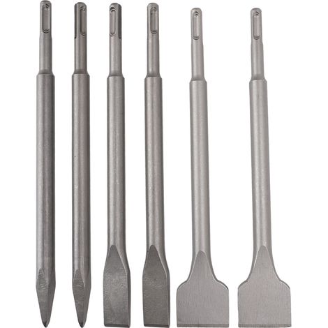 Jeu de burins à marteau rotatif, 6 pièces, longueur de 250mm, pointe ronde, mèches de mise à l'échelle plates pour brique, béton, ciment
