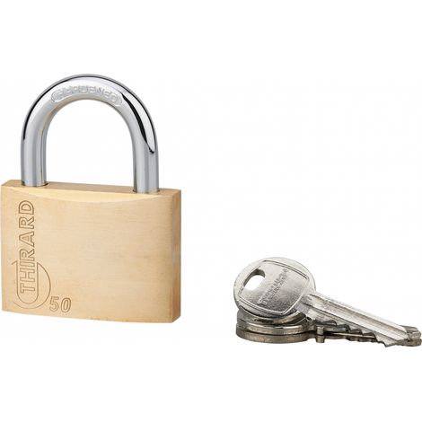 Lucchetto a chiave Tipo 1, ottone, interno, arco in acciaio, 50mm, 3 chiavi - THIRARD