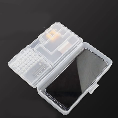 Boîte rectangulaire en plastique transparent double couche pour outils de réparation de téléphones portables, boîte de rangement pour composants électroniques, boîte de rangement en PP (1/5)