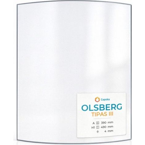 Vitre Olsberg TIPAS III - Verre Courbe pour poêle à bois - 390 x 490 mm (A x H) - 4 mm (1/5)