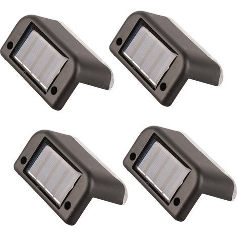 4-piece solar step light, white, waterproof, high-strength LED outdoor deck stair lamp (1/5)