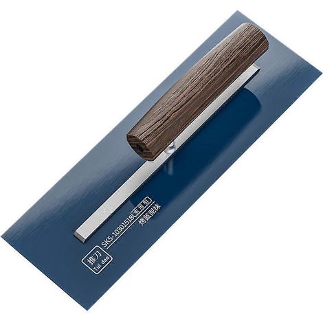 Truelle à plâtrer pour plaques de plâtre, épaisseur 0,5 mm, en acier SK5 avec manche en bois et emmanchement en L, longueur 27 cm. (1/4)