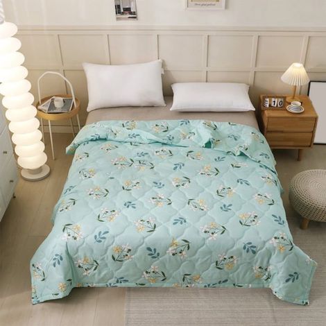 Couverture en coton pour lit simple, couverture thermique légère en coton, jeté de lit respirant, douce et confortable de (1/4)