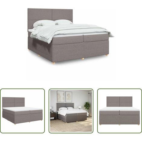 Matratze - Boxspringbett mit Matratze Taupe 200x200 cm Stoff (1/5)