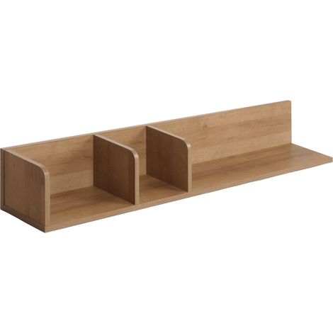 Étagère murale suspendue étagère en bois 3 compartiments en bois de manguier clair 20x120x21 cm 040008685 (1/5)
