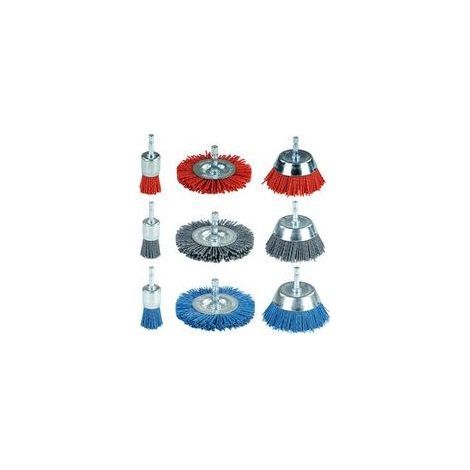 Lot de 9 Brosses Nylon à Tige Hexagonale 1/4\