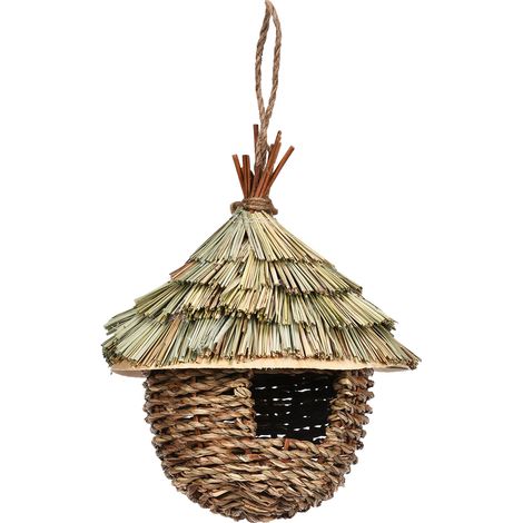 Nid d'oiseau extérieur en paille tressée à la main, fournitures de jardin pour la nidification et l'élevage (1/5)