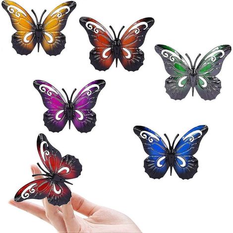 Lot de 6 papillons décoratifs muraux en métal pour jardin, à suspendre ou à accrocher à une clôture. Idéal pour une utilisation en intérieur. (1/5)