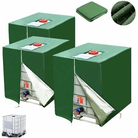 LaBlanc – Abdeckung für 1000 l IBC-Tank, 3 Stück 210D-Wassertankabdeckung, Anti-UV-Anti-Staub-Gartenmöbelabdeckung, IBC-Tank-Schutzabdeckung mit Reißverschluss, 116 x 100 x 120 cm, grün