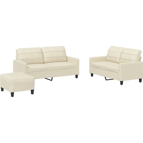 Maison Exclusive - Set di Divani 3 pz con Cuscini crema in Similpelle