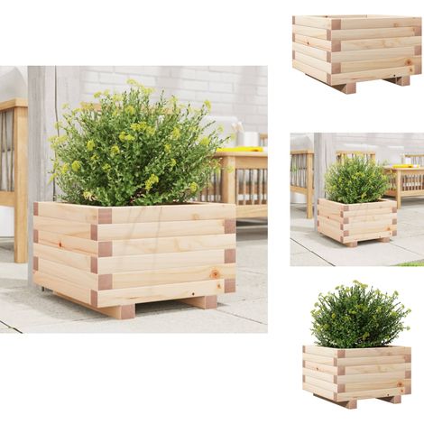 Jardinière 40x40x26,5 cm bois de pin massif - Jardinier - Pot De Fleurs - Bac À Plantation - Extérieur - Terrasse (1/5)
