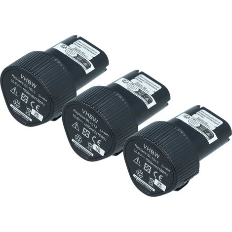 vhbw 3x Akku kompatibel mit Makita SH01Z, SH01W, Softshell Heizjacke 10.8V , STEXMR051 Werkzeug (1500 mAh, Li-Ion, 10,8 V)