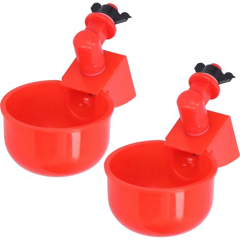 Lot de 2 abreuvoirs automatiques rouges en plastique pour volailles (pigeons, oiseaux). (1/5)