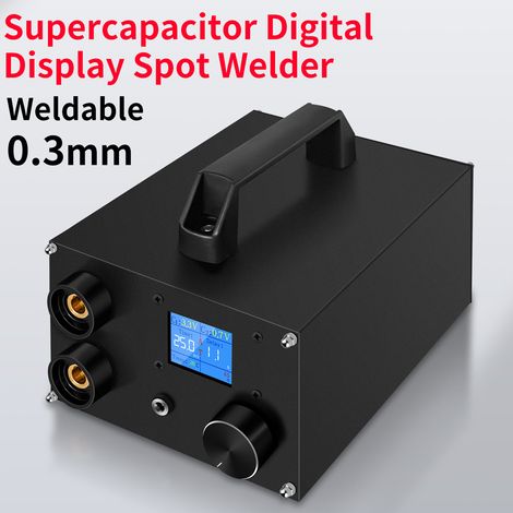 Decdeal Machine à souder par points portable à double impulsion, supercondensateur, haute puissance, écran LCD numérique de 1,8 pouces, 250 vitesses, support réglable, feuille de nickel de 0,3 mm