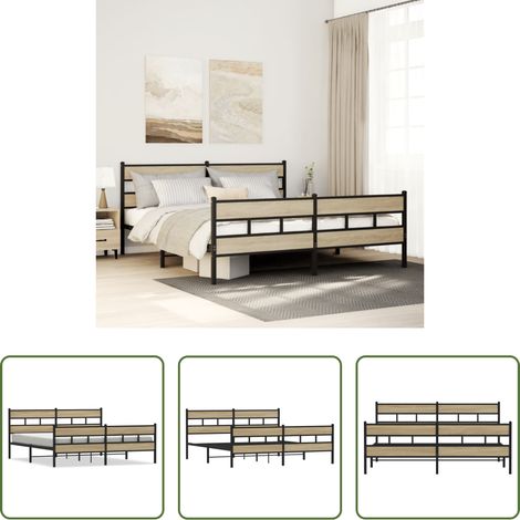 Metallbettgestell - Metallbett ohne Matratze Sonoma-Eiche 193x203 cm (1/5)
