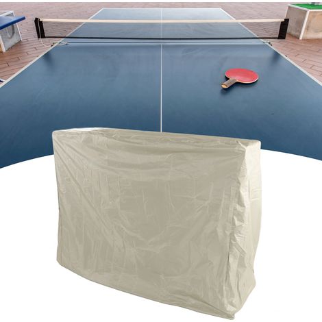 Funda protectora para mesas de ping-pong – impermeable, resistente a los rayos UV, repelente al agua y a las hojas – cierre con cordón – dimensiones 155 x 75 x 150 cm / beige con revestimiento platead (1/5)