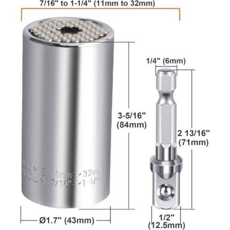 Jeu De Douilles - 7 mm À 32 mm - Pour Perceuse Et Outils Manuels - 1 Jeu (1/4)