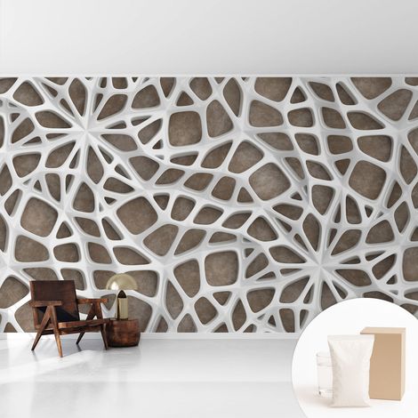 Papier peint intissé mural avec imprimé pour décoration pour salon pour chambre à coucher pour entrée Réseau en dentelle 416x254 cm (1/5)