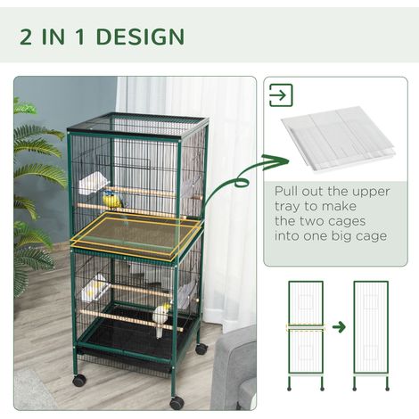 Grande cage à oiseaux de 52 cm de large, conçue pour une grande envergure, nichoir d'intérieur, modèle à plusieurs portes, vert (1/5)