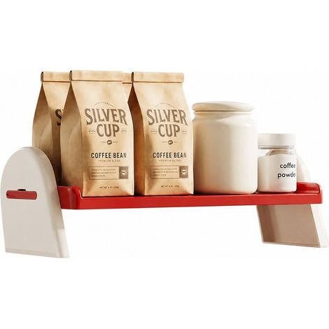 Boîte de rangement à plusieurs niveaux pour sachets de thé, porte-capsules de café, organiseur de bureau pour collations (rouge et blanc, sans boîte). Le rangement à plusieurs niveaux est stable et ne (1/4)