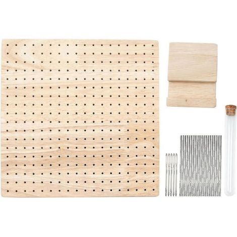 Tapis de blocage en bois pour crochet, avec barres et aiguilles à tricoter.