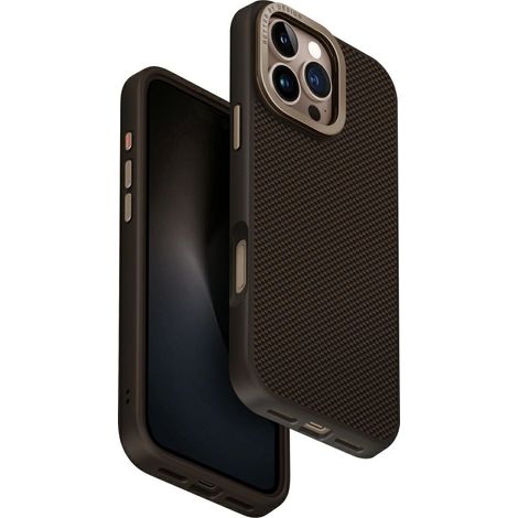 Funda Uniq Keva Max para iPhone 16 Pro Max con soporte para cámara y carga Magclick, color marrón. (1/5)