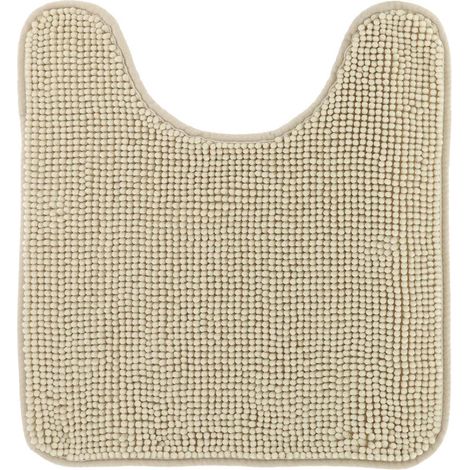 Alfombrilla para el inodoro de microfibra con motivo de bolas, lisas, 45 x 50 cm - beige - Tendance (1/4)