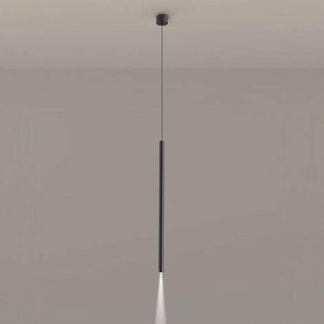Suspension linéaire Noire, Lampe Suspendue en métal à Long Tube avec Abat-Jour en Verre, Lampes à Suspension à flûte Ultra-Minces, lustres LED Modernes 3W - 4000K, lumières Nordiques Simples (1/5)
