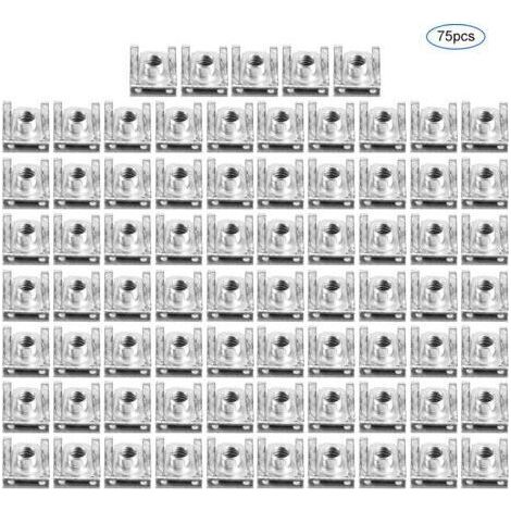 Aramox 75 pcs M6 U Clips Set Clip de Fixation pour Carrosserie, Carénage Carrosserie Panneau U Clips Pince U Écrou Vitesse Fixations De Voiture Moto Accessoire (1/5)