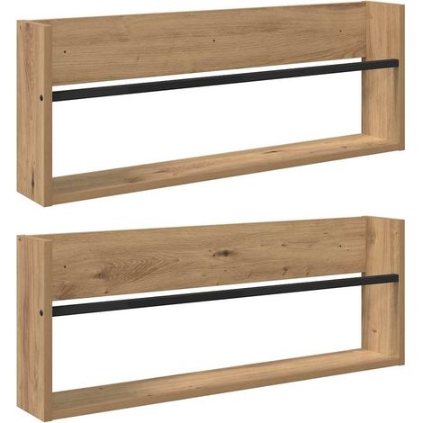 Maison Exclusive - Scaffale per riviste 2 pcs Rovere artigianale 80 x 12 x 30 cm