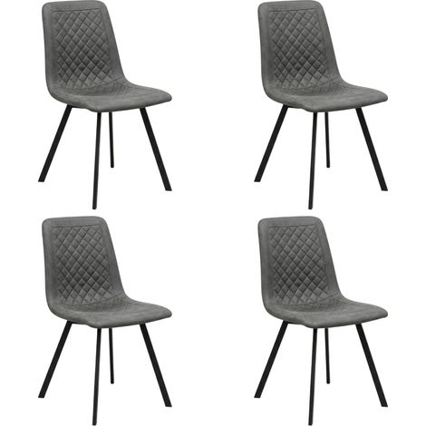 Set 4 Sedie Vintage Microfibra Pranzo 83x44x57 cm grigio scuro