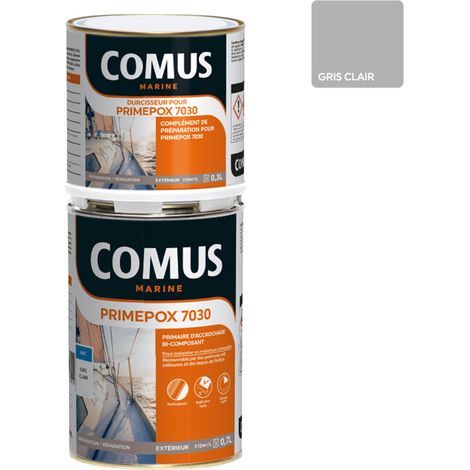 Comus – Primaire d'accrochage époxy-polyamide 1L – Antirouille pour métal – Gris clair – Pouvoir couvrant 12 m²/L – Application sans ponçage (1/3)